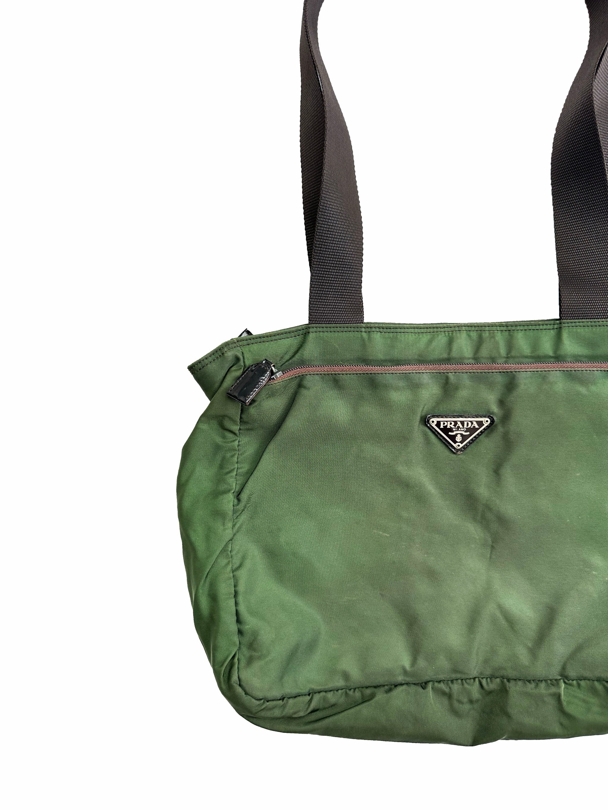 Prada green tote bag hotsell